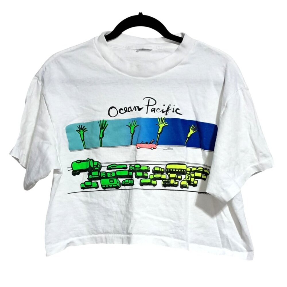 Vintage OP Womens Crop Top 1989 Ocean Pacific Shirt Single Stitch - Picture 2 of 9